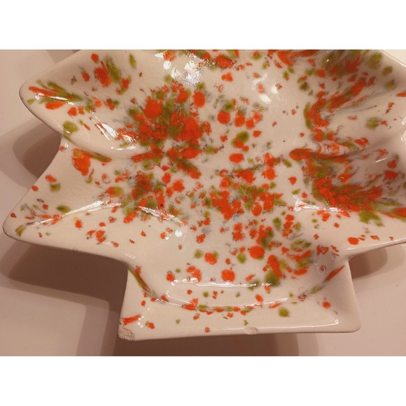 1973 Christmas Tree Serving Tray Ceramic Splatter Drip Handmade & Hand Painted - Picture 4 of 7